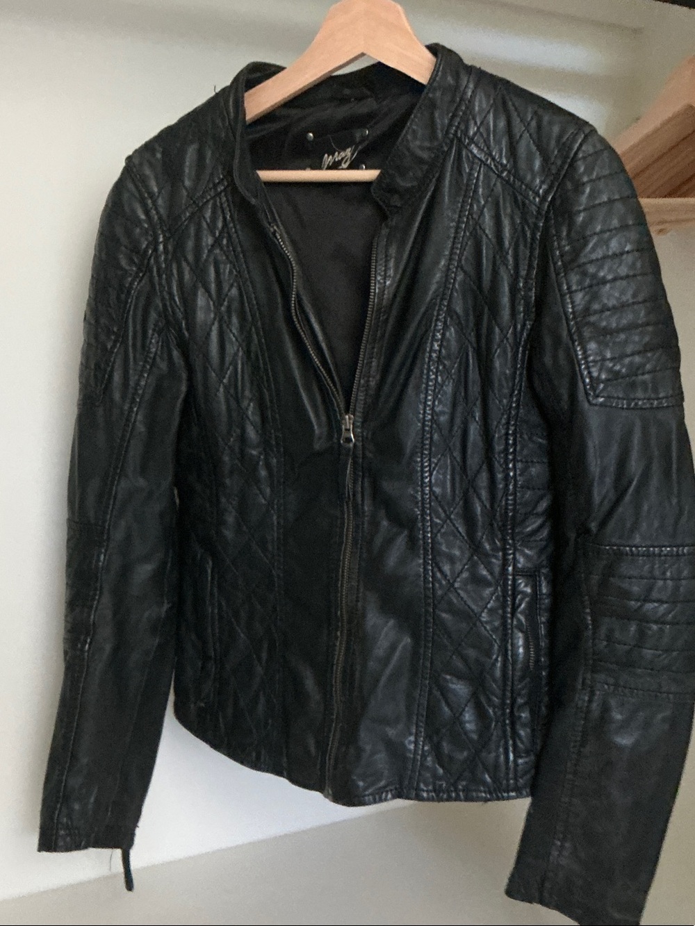Quilted Black Leather Jacket for Women